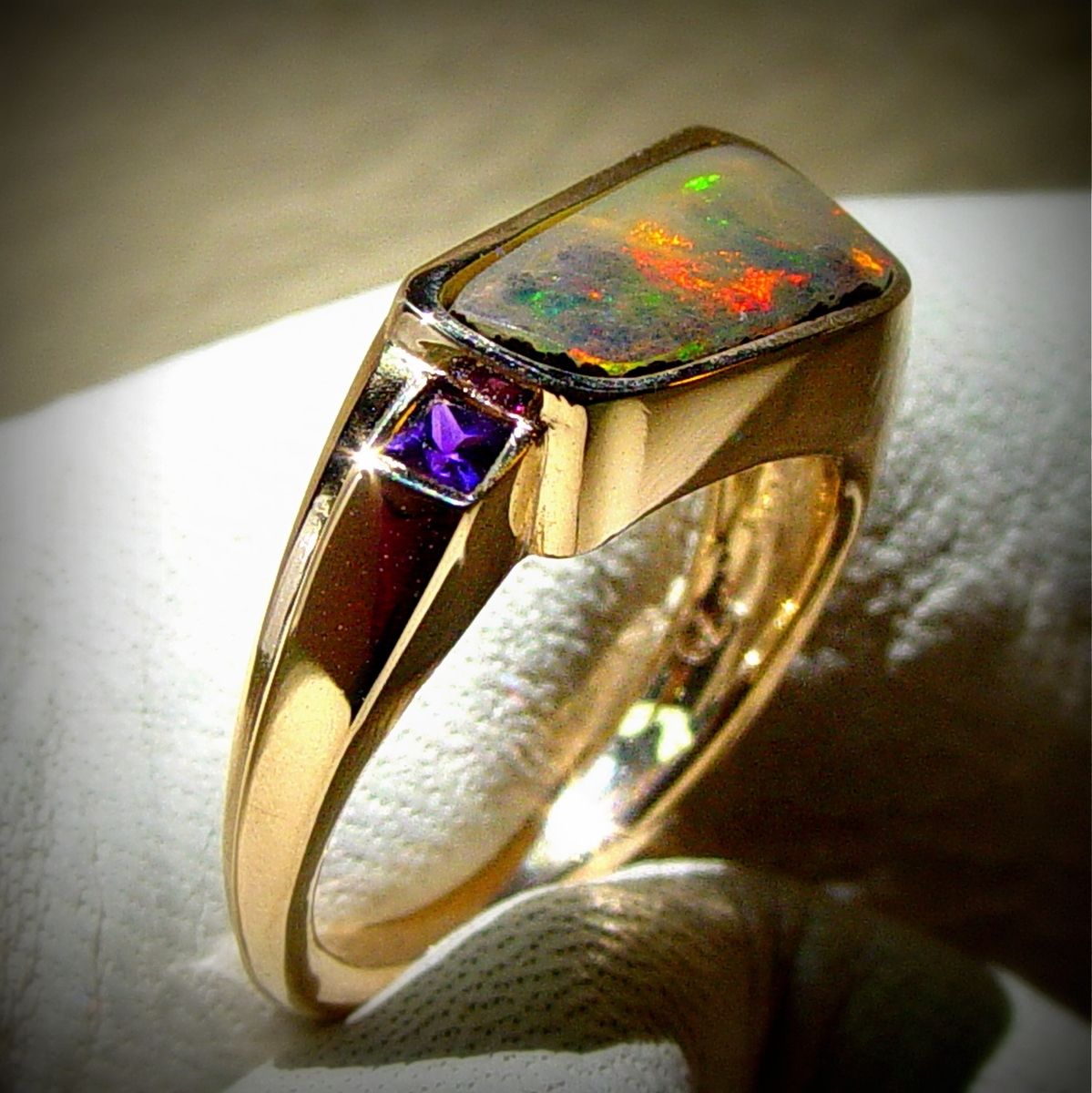 Fire agate wedding ring