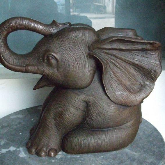 Hand Crafted WaxCast Bronze Elephant Statue by Mbw Furniture