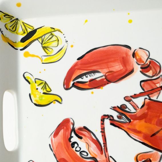 Hand Crafted Lobster Bake Serving Tray Beach House Summer Clam