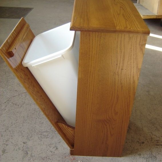 Hand Crafted New Solid Oak Wood Garbage Bin Trash Can Recycling Bin