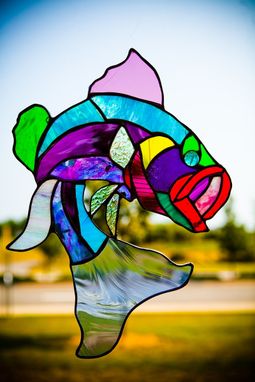 Custom Made Multi-Colored Largemouth Bass Stained Glass Art