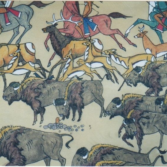 Custom Made Deer Hide Painting, Elk Hide Painting by White Star Studio