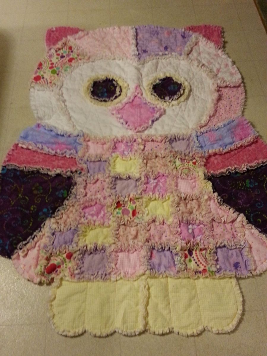 Custom Made Over 5 Foot Tall Owl Shaped Rag Quilt By Ashley s Longarm Quilting CustomMade