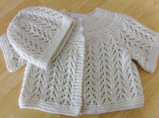 Custom Made Christening Cashmere Sweater Set - Sweater, Hat And Booties