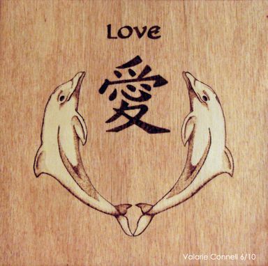 Custom Made Feng Shuiwood Burned Wall Hanging 'Love' (Pyrography)