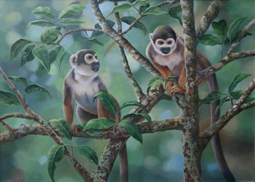 Custom Made Squirrel Monkeys - Acrylic Painting By Laura Regan