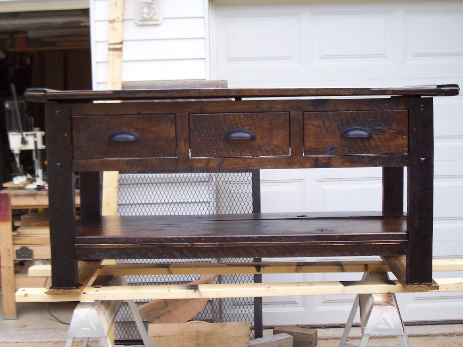 Hand Made Reclaimed Barn Wood Sofa And Side Tables by Nature's Knots