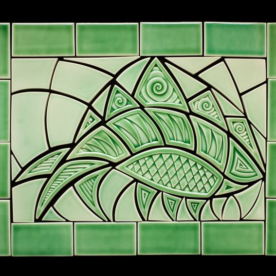 Custom Envy Fish Ceramic Tile Mural by Lynne Meade Porcelain