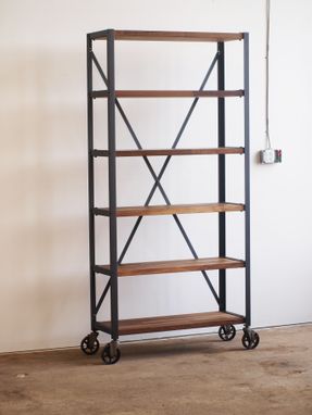 Custom Made Walnut Engineers Industrial Bookcase