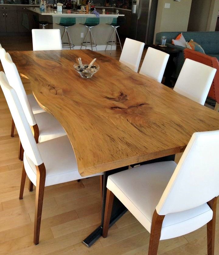Book Matched Sycamore And Steel Dining Table