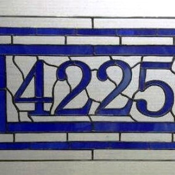 Custom Stained Glass Window Tulip Transom With House Numbers by