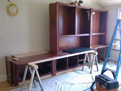 Custom Made Traditional Mahogany Wall Unit /Home Office Desk