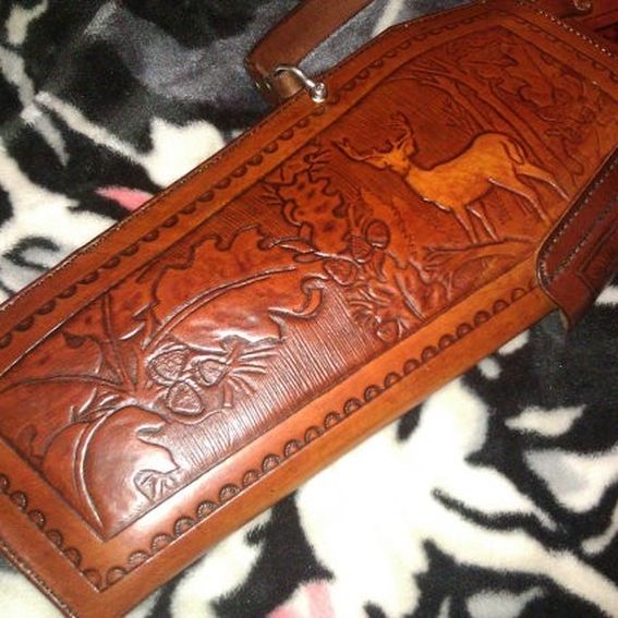 Hand Crafted Custom 2 Piece Lined Leather Rifle Case Hand Made Tooled