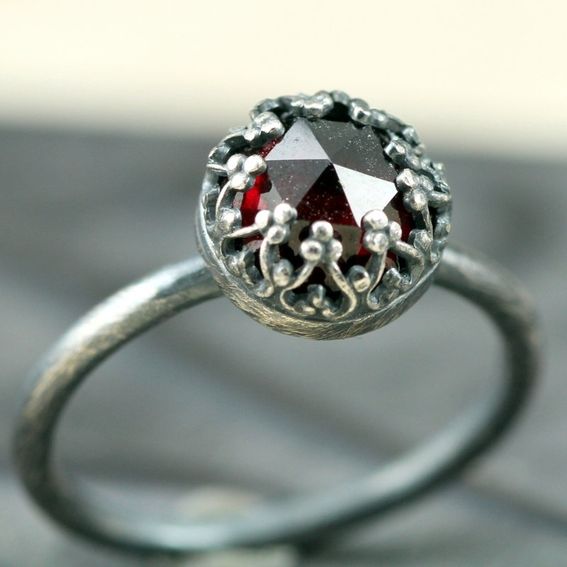 Buy a Hand Crafted Rose Cut Gemstone Silver Ring, made to order from