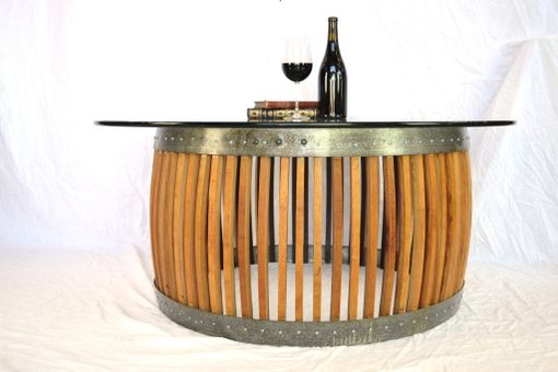 Custom Made Wine Barrel Coffee Table - Capparis - Made From Retired California Wine Barrel Staves