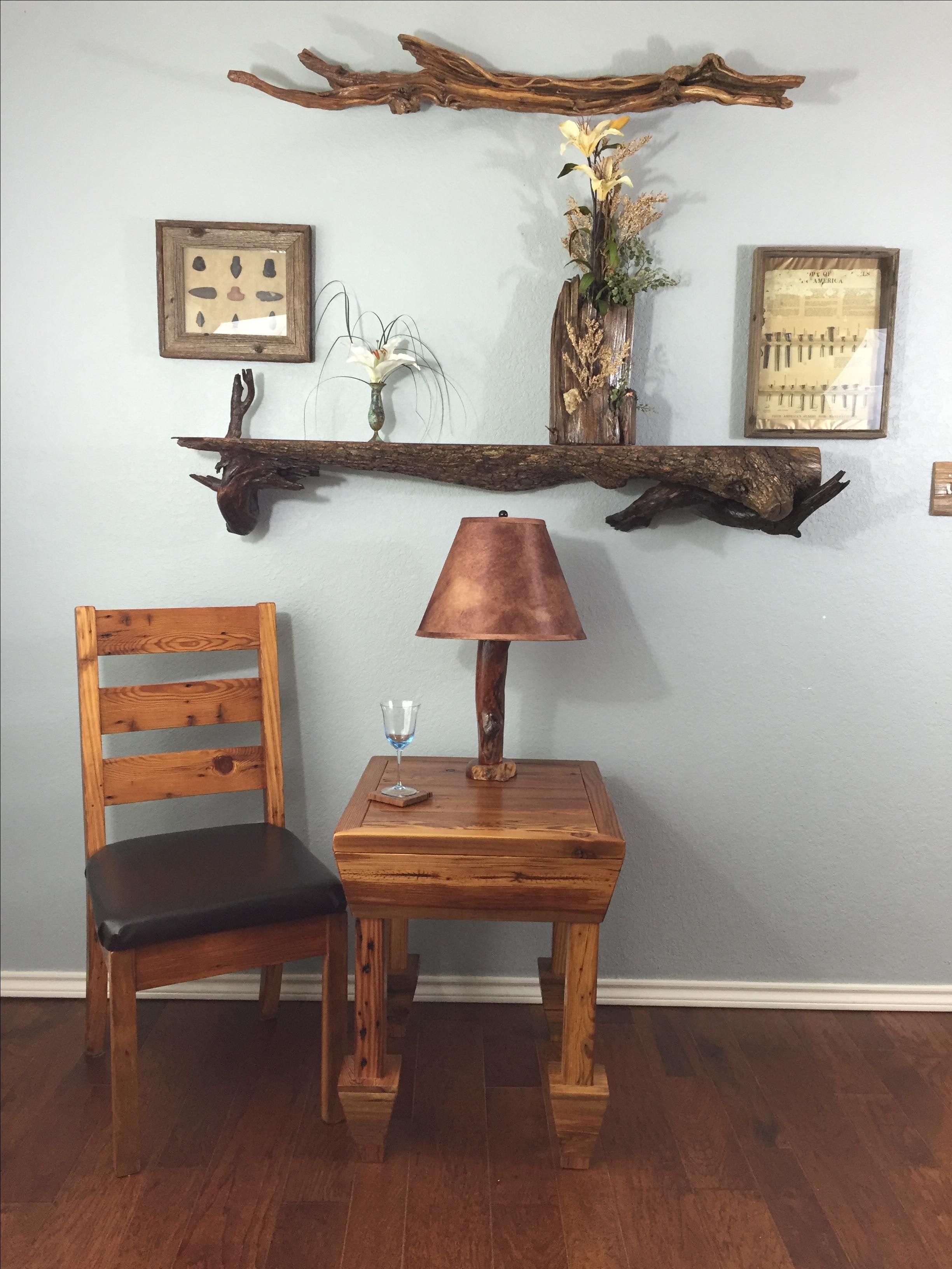 Buy Hand Crafted Hd950816 Floating Live Edge Oak Shelf With Driftwood