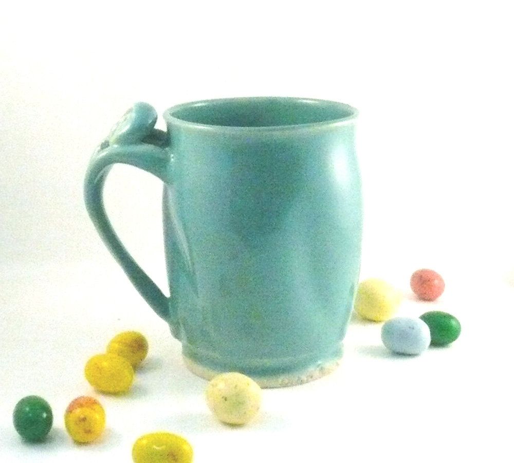 Hand Crafted Handmade Coffee Cup In Robin's Egg Blue Minimalist