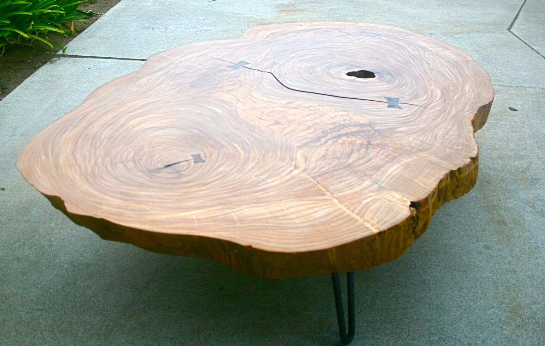 Hand Made Tropical Live Edge Round Coffee Table By The Timber Library