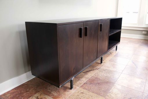 Custom Made Solid American Walnut And Steel Credenza