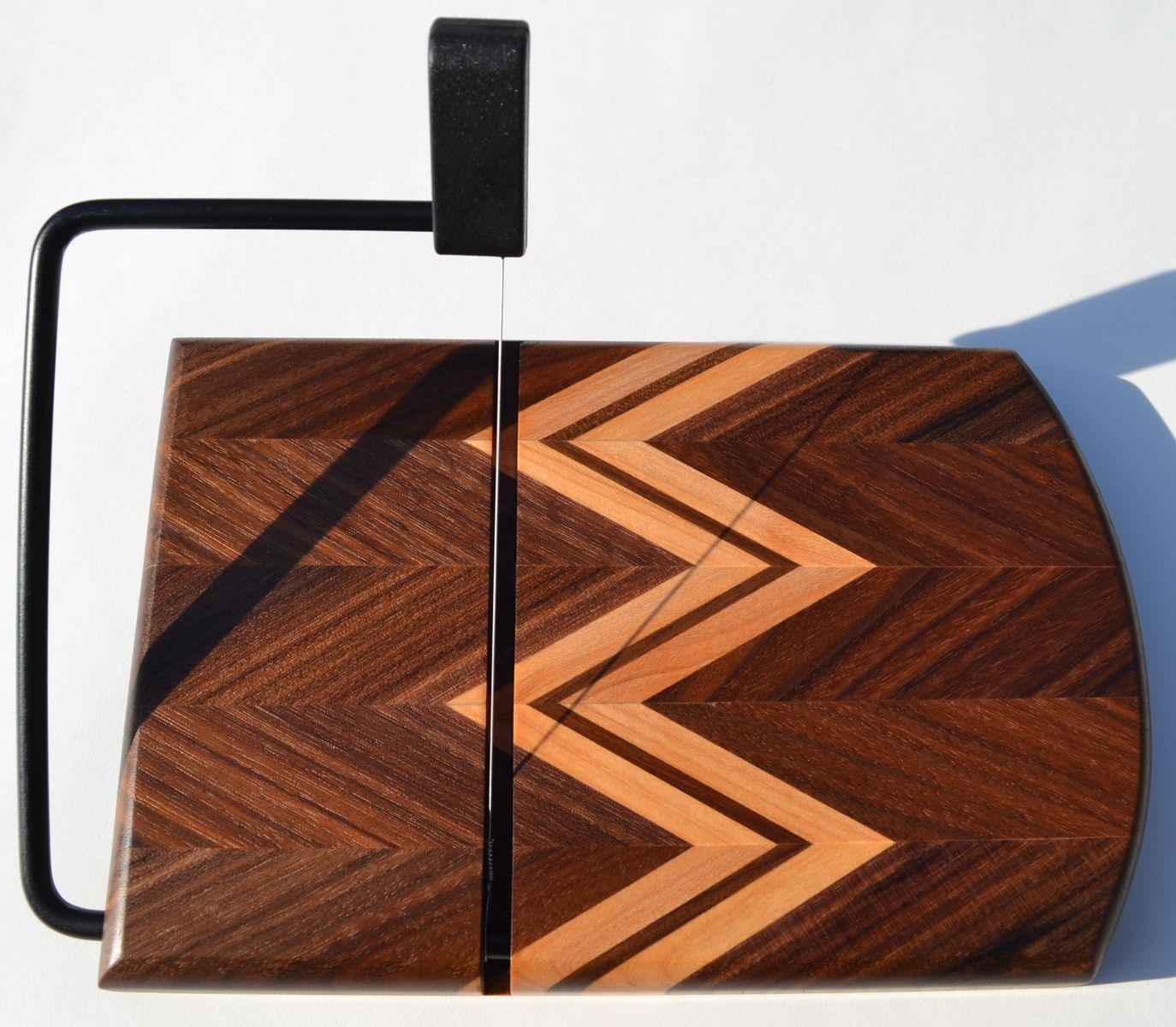 Hand Crafted 3D Walnut And Maple Cheese Board With Stainless Steel