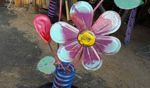 Custom Made Outdoor Metal Flower Sculpture By Raymond Guest