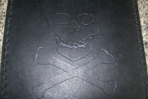 Custom Made Custom Leather Mouse Pad With Skull And Bones In Black