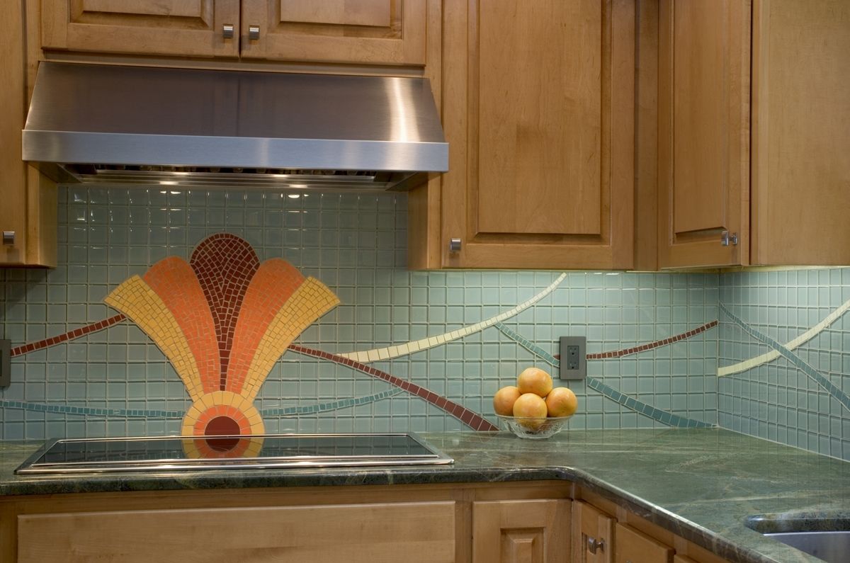 Hand Made Art Deco Kitchen Backsplash by Lynn Adamo Fine