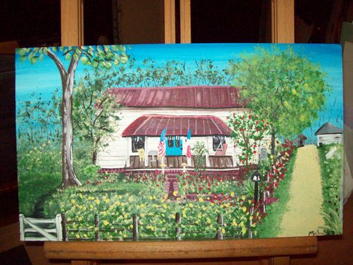 Custom Made Original Painting On Hardwood Titled: Frank's House