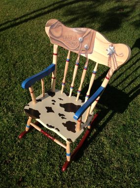 Custom Made Child's Hand Painted Western Rocking Chair