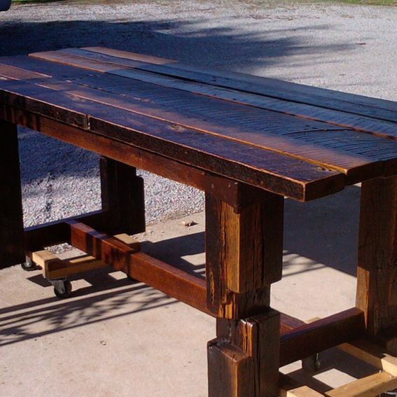 Custom Made Rustic Barn Wood Harvest Table by Born in a Barn