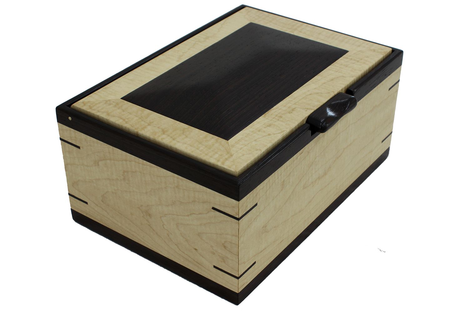 Handmade Mens Valet Watch Box Solid Figured Maple Wenge By Nick