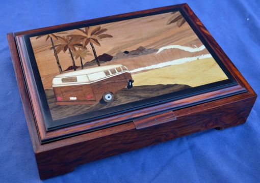 Custom Made "A Day At The Beach" Wood Inlay Jewelry Box