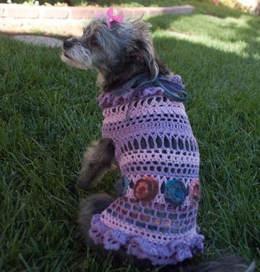 Custom Made Cotton Yarn Crocheted Summer Dog Dress