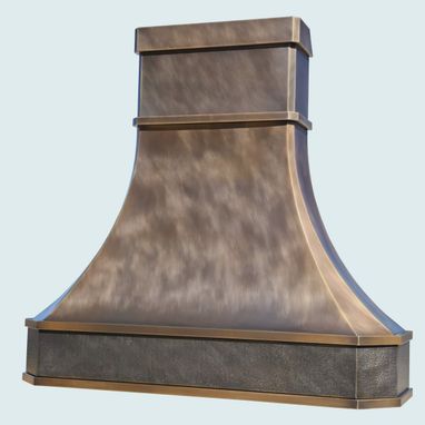 Custom Made Bronze Range Hood With Hammered Band Insert