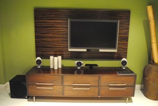 Custom Made Macassar Ebony Wood Wall Tv Panel