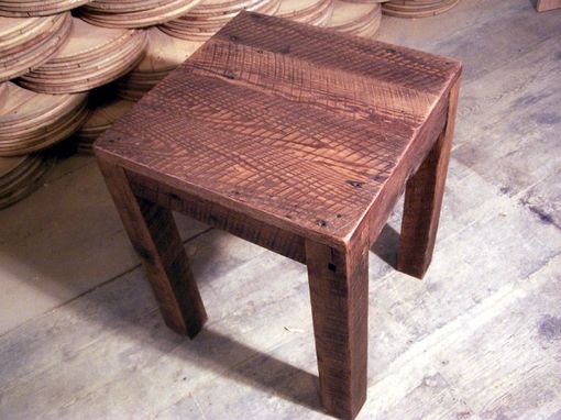 Custom Made Solid Oak Rustic Parsons Style End Table