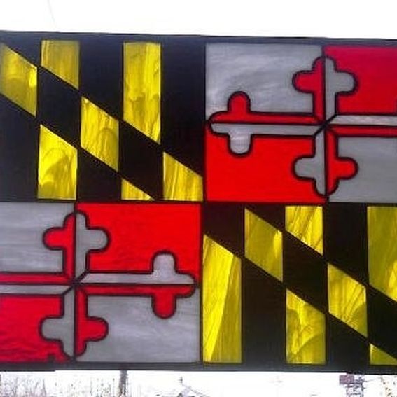 Custom Stained Glass Panel / Sun Catcher / Maryland Flag by Terraza Stained Glass