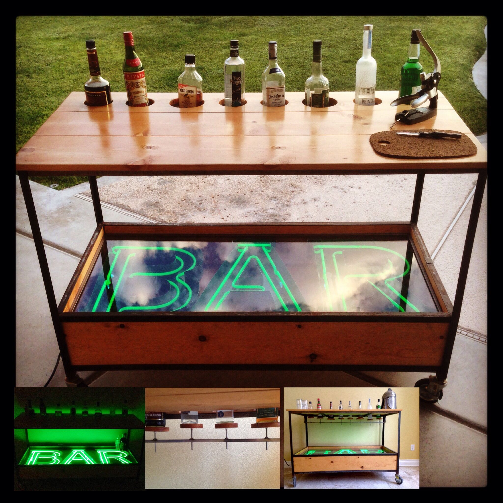 Buy a Handmade Neon Bar Cart, made to order from Lonesome Burro, LLC