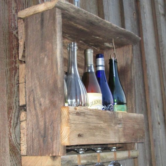 Hand Made Rustic Reclaimed Barn Wood Wine Rack Wall Mount 45 Bottle Cottage, Country, Barn Wood