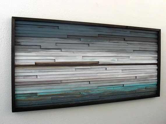 Distressed Rustic Modern Wood Wall Sculpture