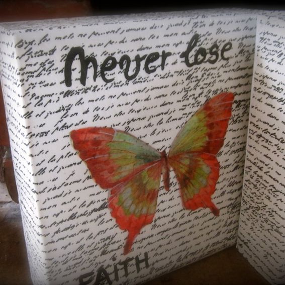 Custom Decoupage Napkins On Canvas Art, Set Of 3, Girl Art, Faith, Hope