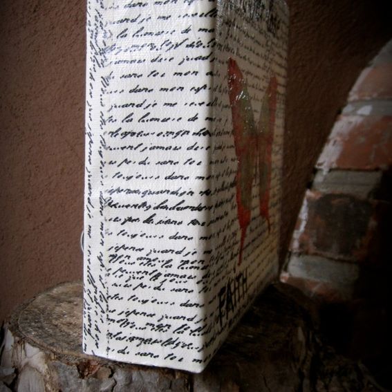 Custom Decoupage Napkins On Canvas Art, Set Of 3, Girl Art, Faith, Hope