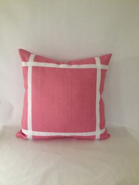 Custom Made Pink Heavy Linen Pillow Cover With Ribbon Embellishment