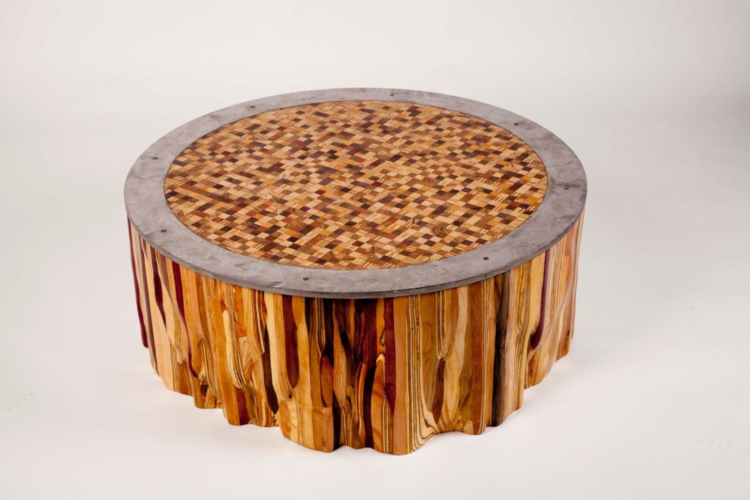 Mixed Wood Mosaic End Grain Top Coffee Table