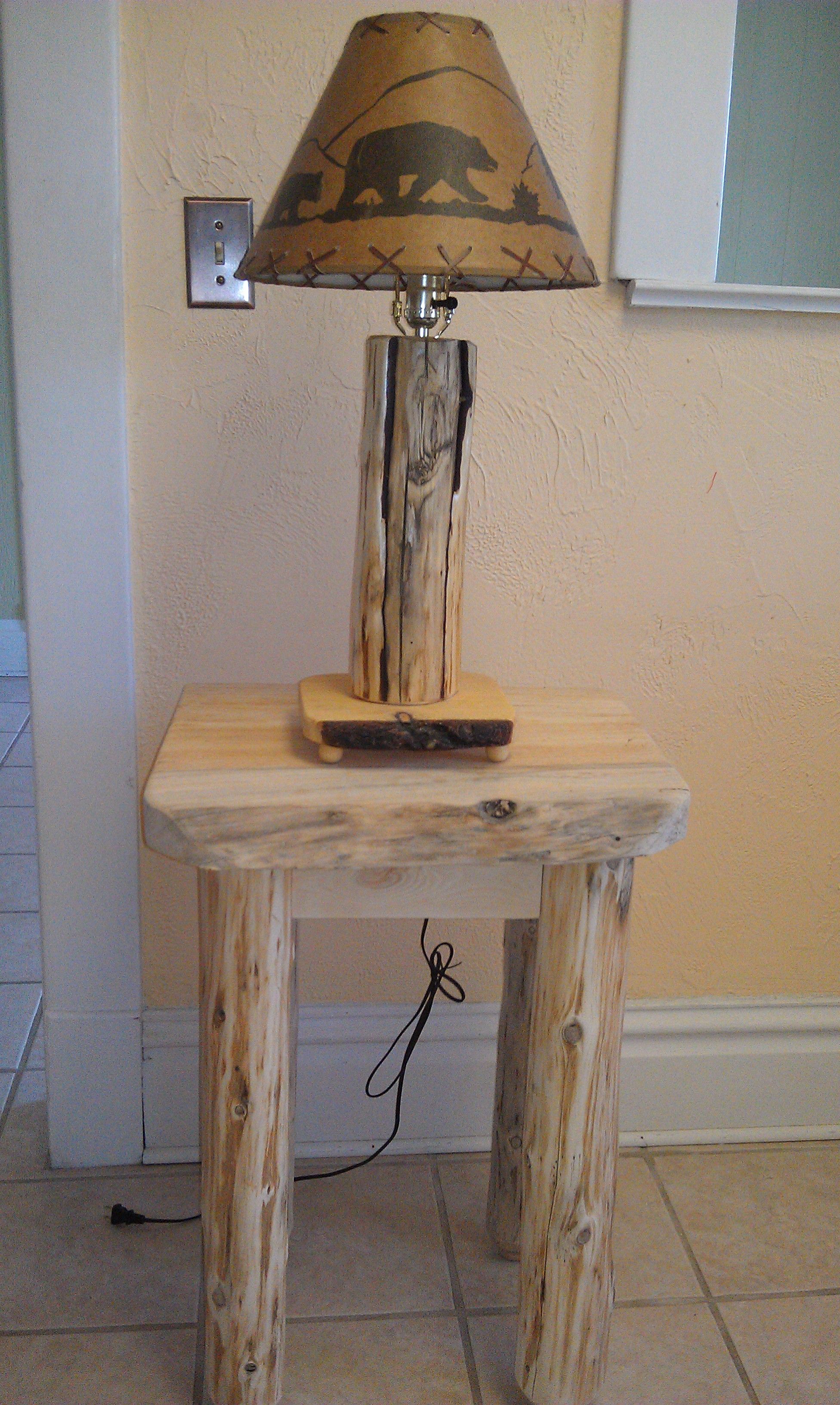 Buy a Custom Made Cedar Log Lamp, made to order from Two Hearted