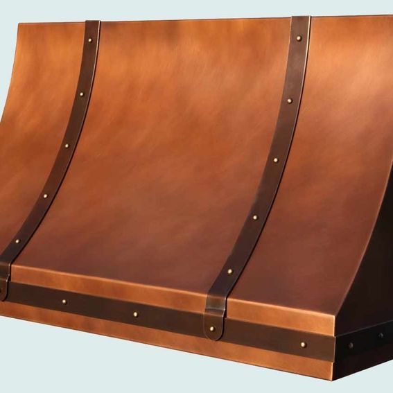 Handmade Copper Range Hood With Brass Straps by Handcrafted Metal
