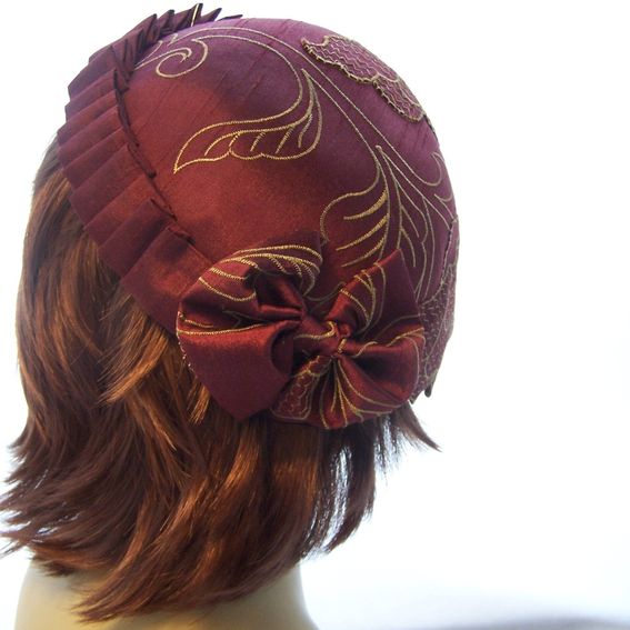 Custom Silk Draped Buckram Brimless Hat by Mixed Media by Bridget