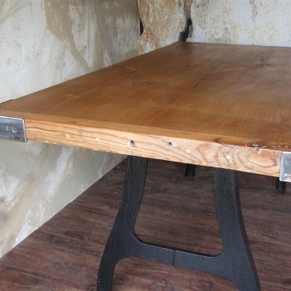 Hand Made Reclaimed Wood Kitchen Table Industrial Legs by Wild Edge
