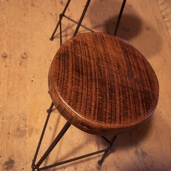 Buy Hand Made Reclaimed Wood Bar Stools With Industrial Rebar Legs