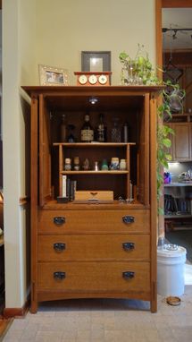 Custom Made Refitting Of Stickley Crt Television Armoire Into A Bar.